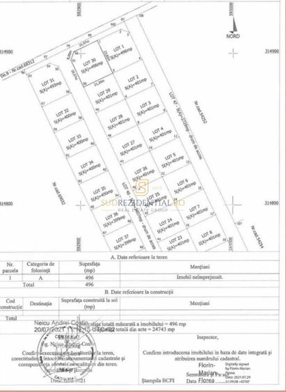 De vanzare teren intravilan 496 mp - Comuna Berceni - Str. Miorita