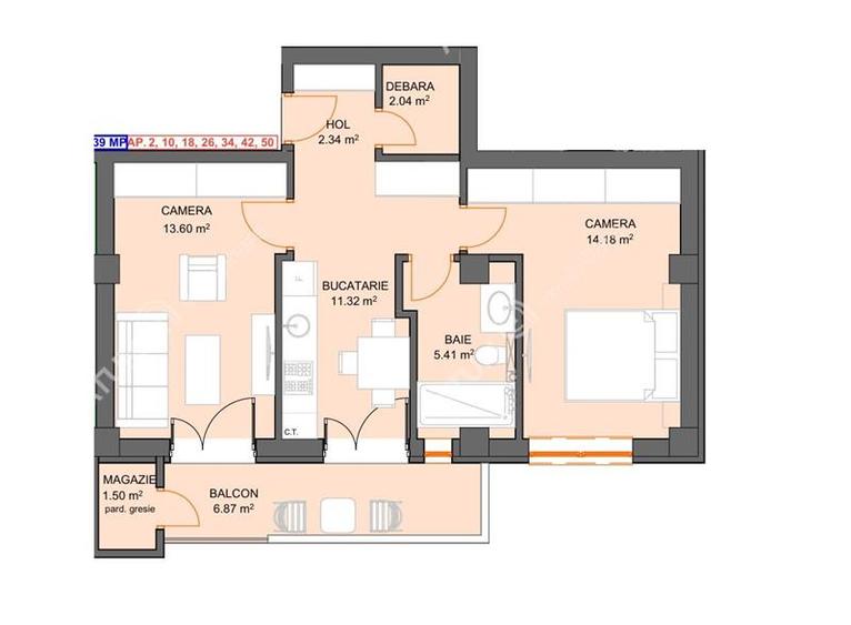 Apartament cu 2 camere decomandate si balcon zona Doamna Stanca