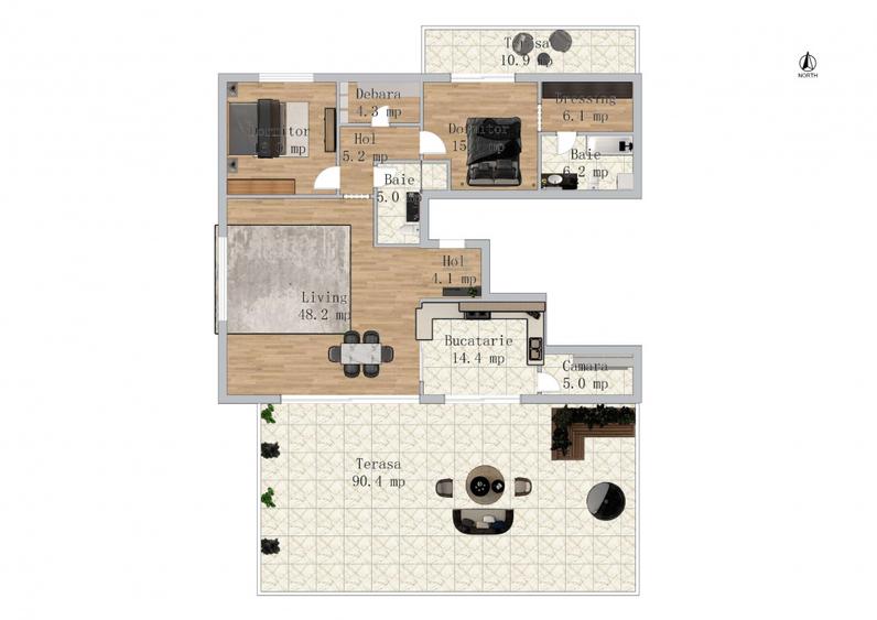 Penthouse 3 Camere cu priveliste panoramica - 224mp | Green Garden