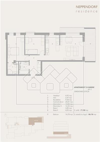 Apartament 3 camere, 72 mp utili, bloc nou, lift, boxa la subsol