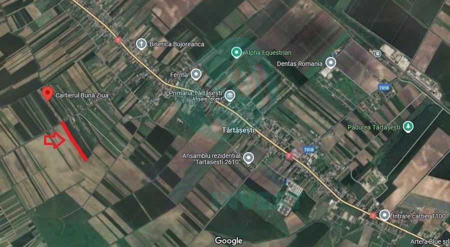 Teren 9923 mp Tărtășești, cu utilități și acces asfaltat
