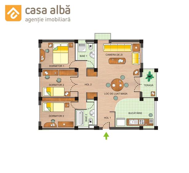Bucium - 4 camere mobilat si utilat, 130mp, imobil nou, 2 bai