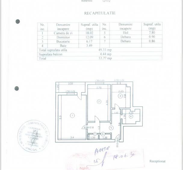 Apartament 2 cam decomandat Mircea cel Batran, et.1, 54mp!