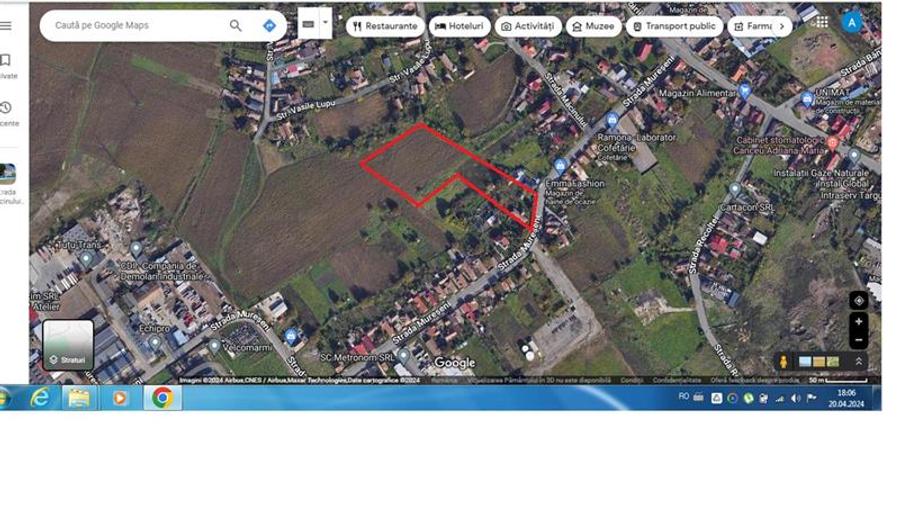 Teren intravilan de vanzare 14900 mp, 43m deschidere Mureseni, Mures