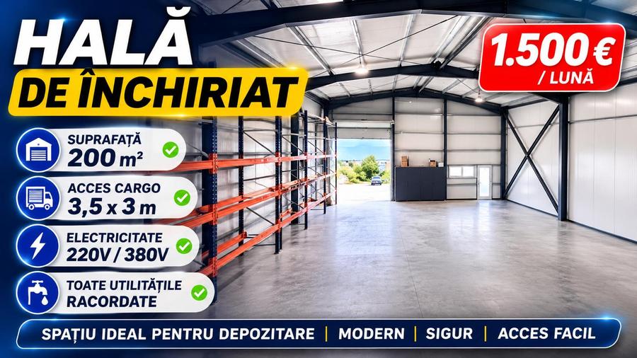 Hală 200 mp de închiriat | Pantelimon – Oxygen Park | A2 & Centură
