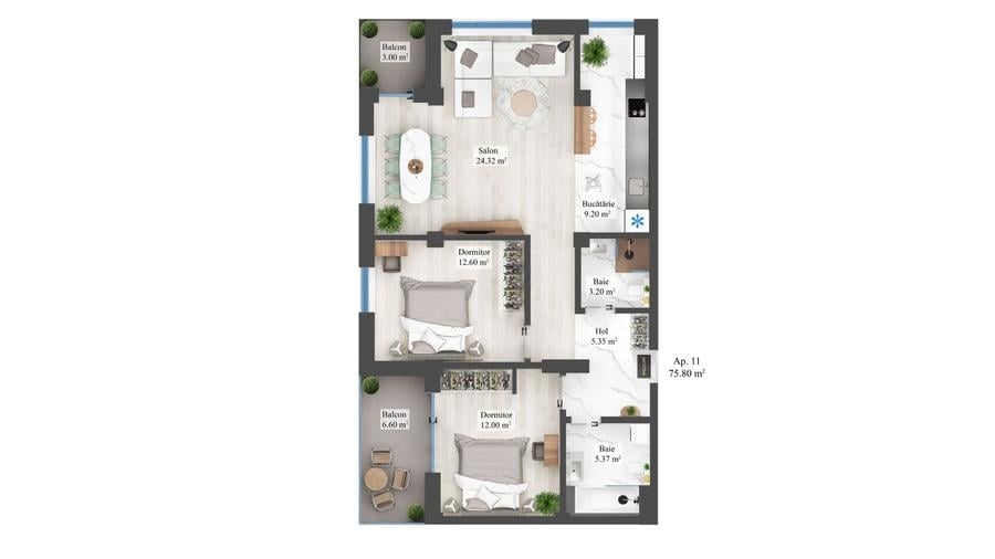 Apartament 3 camere Otopeni 1.5km METROU, finisaje PREMIUM