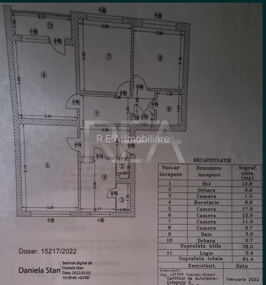 4 camere decomandat, 78 mp, etaj 1/4, boxă 10 mp – proiect renovare - 7