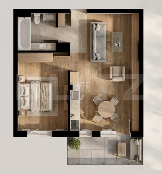 Apartament cu CF, semifinisat, 49 mp, zona Vivo - 5