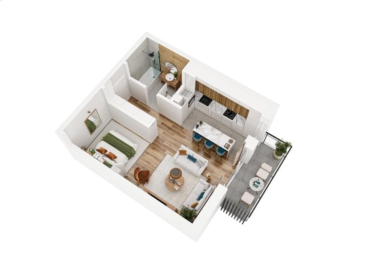 Apartament de 1 camera, ansamblu rezidential nou
