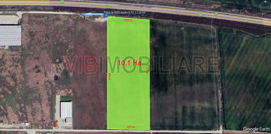 Teren 10,1 Ha cu deschidere 218 ml la A1 - km 22