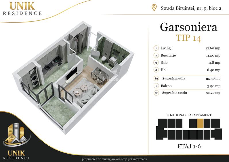 Garsoniera 35 mp | Strada Biruintei | Metrou Berceni si Dimitrie Leonida - 1