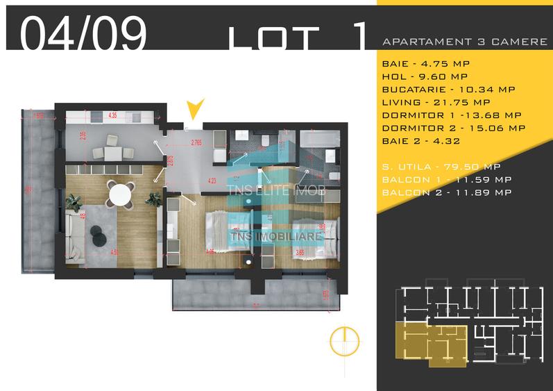 Apartament Generos 3 Camere, 103 Mp, Zona Pallady, Metrou - 5