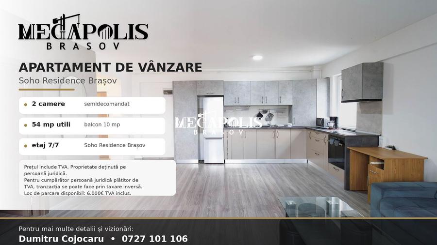 Apartament 2 camere | Soho Residence Brașov | 54 mp utili