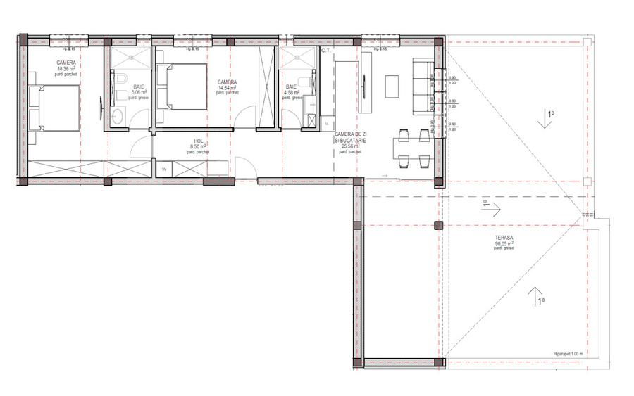 Apartament de vanzare la etaj retras, 3 camere