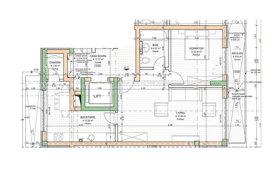Apartament 2 camere imobil nou Plopilor, 58 m2 plus terasa