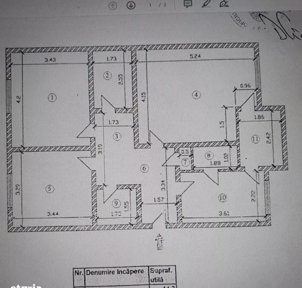 Apartament 3 camere -  decomandat