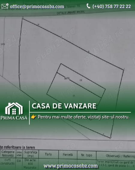 Casa in Berca BZ constructie 1997 teren 460mp Pret: 50.000 neg.