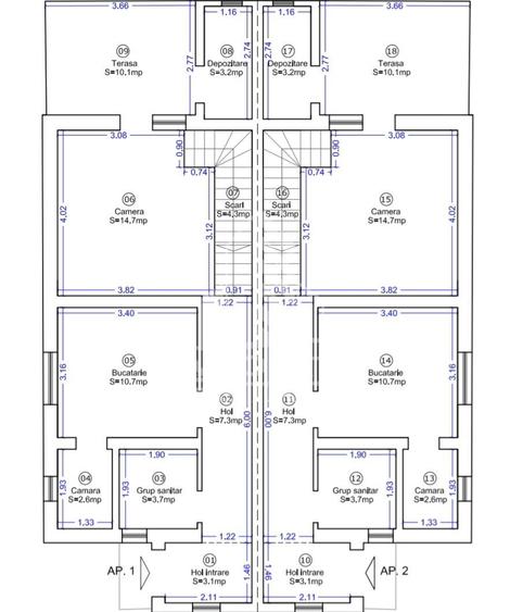 Duplex complet decomandat, cu 4 camere si 2 bai, langa Bucovat