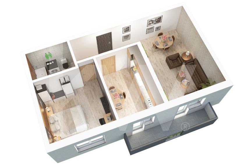 Apartament 2 camere - 56.15mp utili + balcon 6.7mp - Doamna Stanca