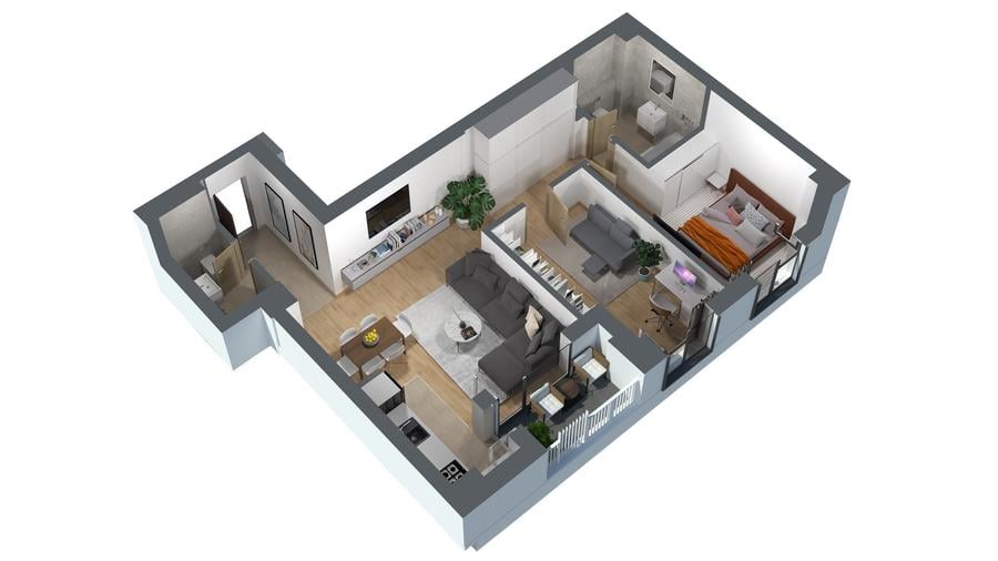 2 Camere + birou- Finalizat - La cheie - Zona centrala -  Asamblu cu World Class