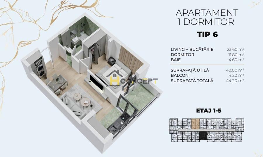 Apartament 2 camere, open space, Popesti Leordeni, comision 0%