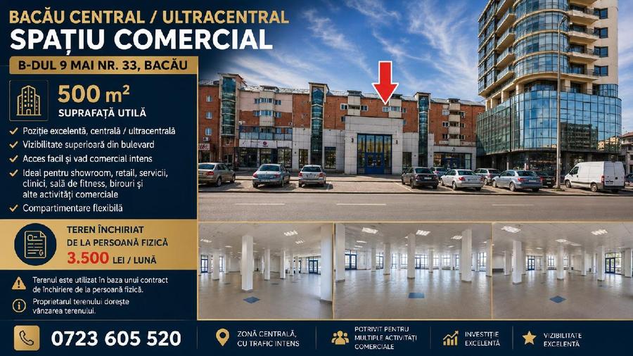 BACAU CENTRAL- Spatiu Comercial 500 m² - BD. 9 MAI