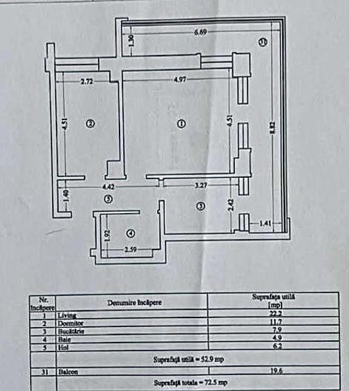 2 camere cu 2 balcoane 72mp BLOC NOU - FAR