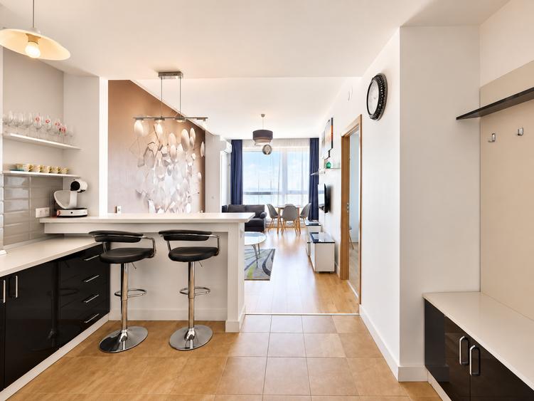 Apartament intr-un complex cu gradina privata si fantani decorative, langa plaja