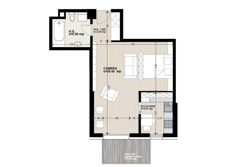 Apartament cu 1 camera confort sporit in bloc premium