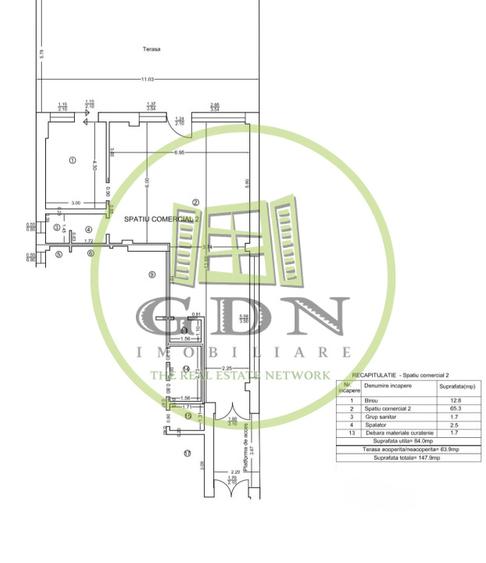Spatiu comercial, 84 mp + terasa de 64 mp, Cartier 1 Mai, Zona Medicina Veche