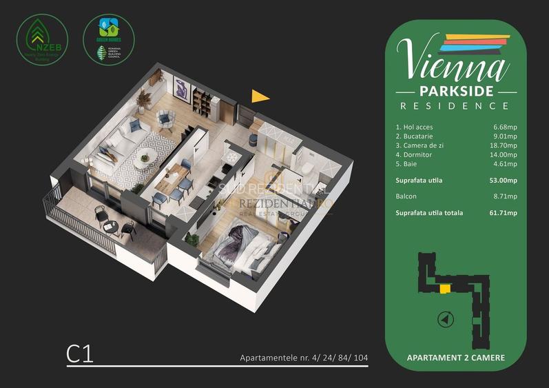 Apartament Berceni - 2 camere de vanzare, eficient energetic, Sector 4 - 8