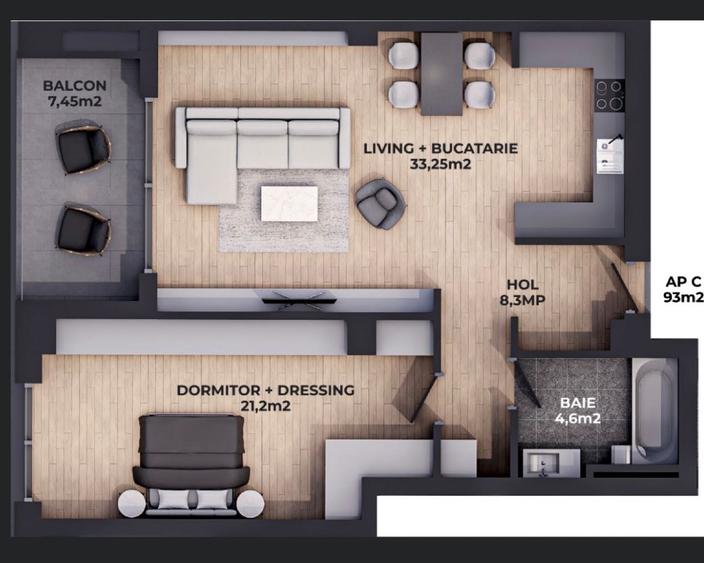 PROPIETAR apartament spatios 2 camere cu vedere deschisa catre piscina si Padure