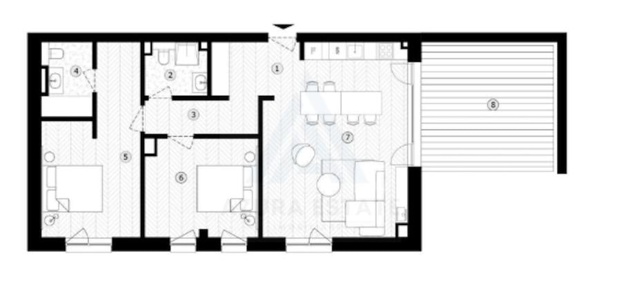 Apartament premium 3 camere vedere spre lac si terasa 19 mp in Tiglari