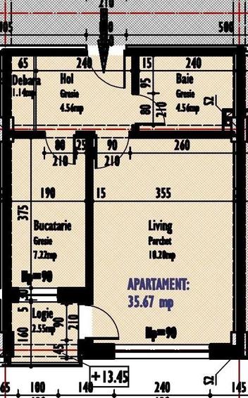 Apartament 1 camera, decomandat, 38 mp, str Calea Turzii