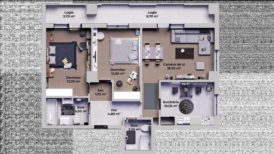 Apartament 3 camere nou - Calea Surii Mici