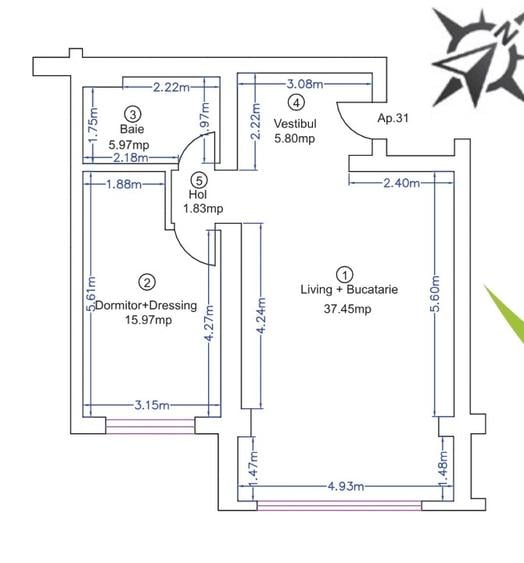 2 Camere Ivory Pipera | TVA INCLUS PERS FIZICA, DIRECT de la Proprietar, MOBILAT
