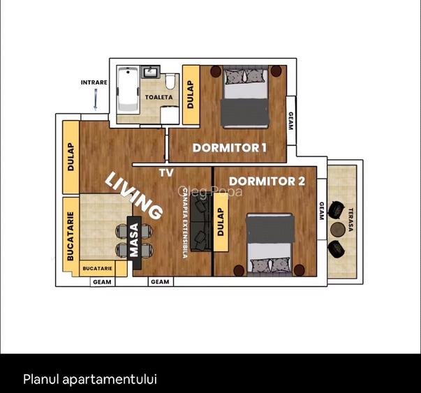 Apartament 3 camere compact 2 camere modificat, Parter înalt, Parcare, boxa - 7