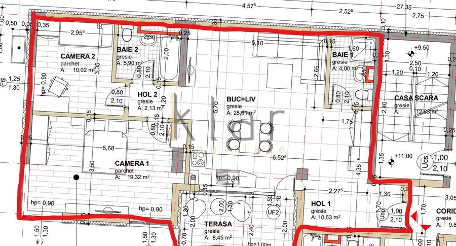 Apartament 3 camere 80mp,terasa, Centru - P.ta Mihai Viteazu