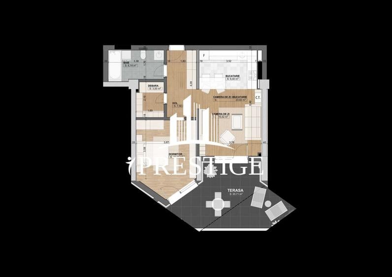 APARTAMENT 2 CAMERE ÎN ANSAMBLUL EVOLUTION, TERASĂ, LOC DE PARCARE