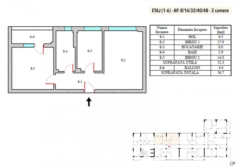 Apartament 2 Camere  -56,7 mp / Platinum Residence -Comision 0 %