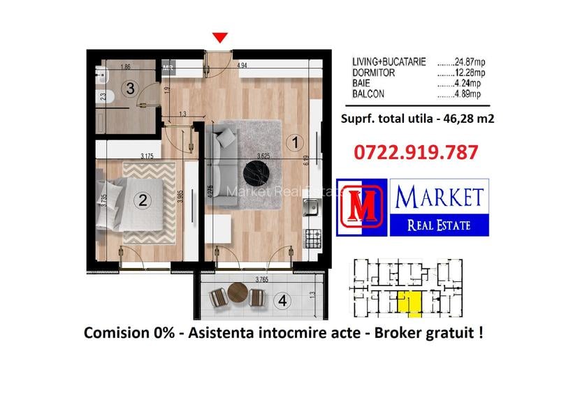 Apartament 2 camere (tip studio) - Metrou Berceni - Finalizat/Acte gata ! - 6