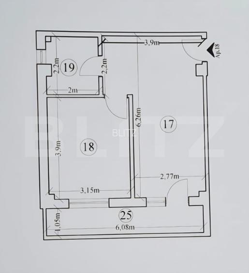 Apartament 2 camere, 43 mp, zona Hlincea