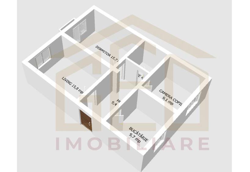Apartament 3 camere in zona centrala Moldova Noua