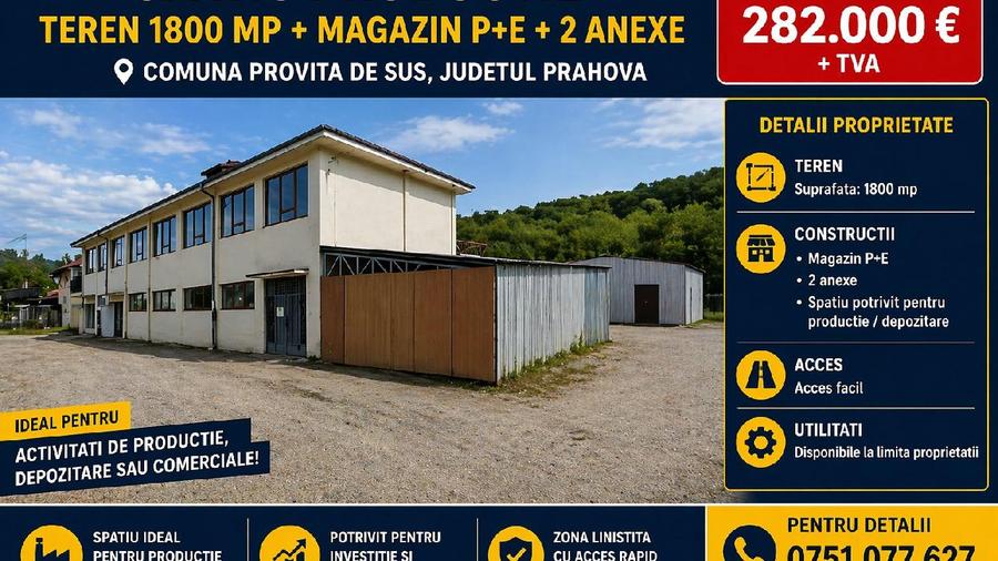 Spatiu productie + teren 1800 mp - Provita de Sus, Prahova
