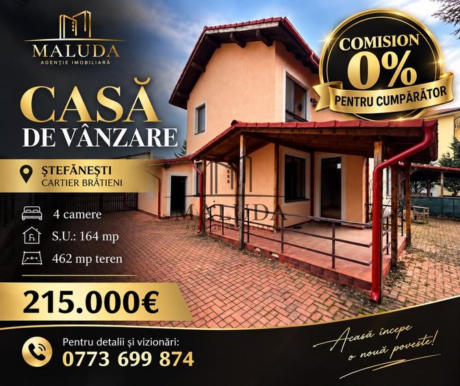 Casa 4 cam., Stefanesti, SU: 164mp., Teren: 462mp, Comision 0% pentru cumparator