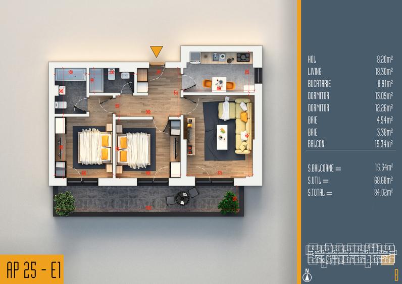 Apartament 3 camere | Decomandat | Incalzire in pardoseala