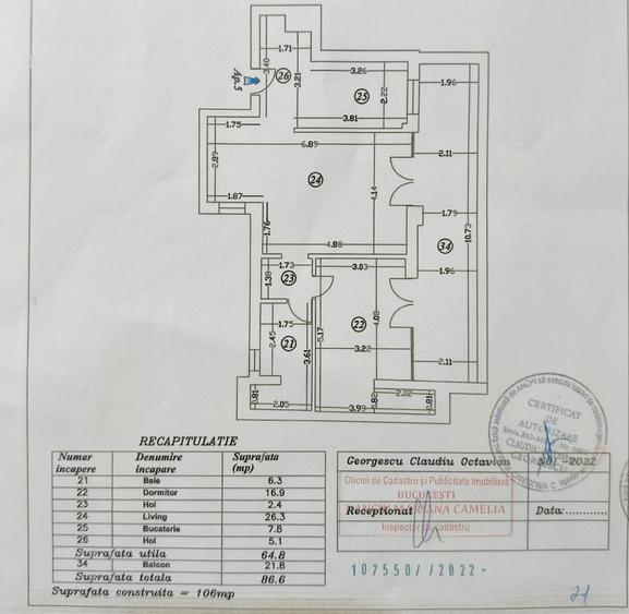 2 camere premium Floreasca 65 mp terasa 21 mp incalzire pardoseala et 1/6