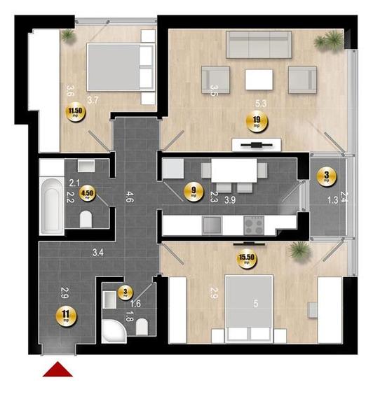 Dotari Premium Ap 3 Camere Incalzire in Pardoseala Ansamblu Nou Rahova
