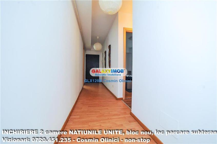 2 camere NATIUNILE UNITE, boc nou, parcare subterana, 8 minunte metrou