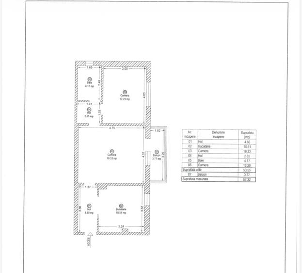 Apartament cu 2 camere, 53.55 mp, mobilat – zona Girocului